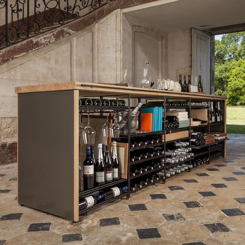 Барная стойка для бара - L’Atelier du Vin - из бука / из термолакированной стали / прямая