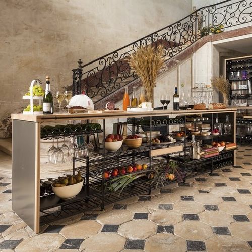 Барная стойка для бара - LARGE - L’Atelier du Vin - из цельной древесины / из металла / прямая
