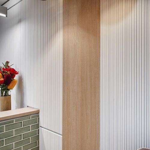 Настенная декоративная панель - CORRUGATED - STONINI - для внутренней компоновки / легкая / огнезащитная