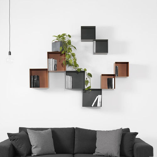 Модульный книжный шкаф - TWIN - pezzani home collection - настенный / современный / из стали