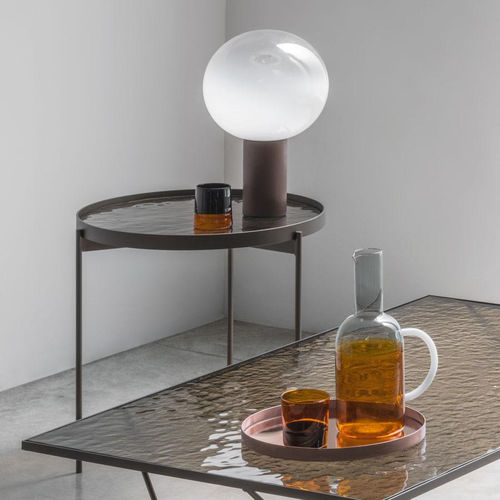 Современный вспомогательный столик - ESPRIT - pezzani home collection - из стекла / из мрамора / с основанием из стального листа