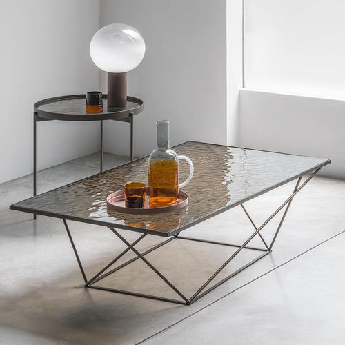 Современный журнальный столик - EVOQUE - pezzani home collection - из стекла / из мрамора / с основанием из стального листа