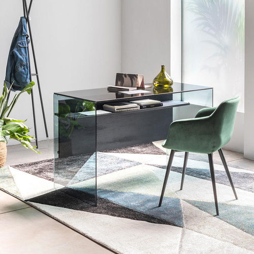 Напольный рабочий стол - SCRIBA NEW  - pezzani home collection - современный / из закаленного стекла / прямой