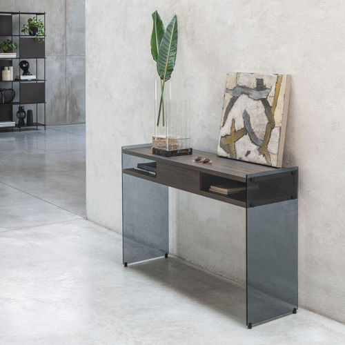 Современный стол-консоль - MAYA  - pezzani home collection - из ламината / со стеклянным основанием / прямоугольный