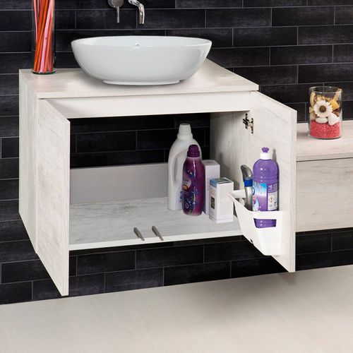 Современный мебель для ванной комнаты - UNIKA-SOSPESO-60-OLMO-BIANCO - LMC srl - из дерева / настенный