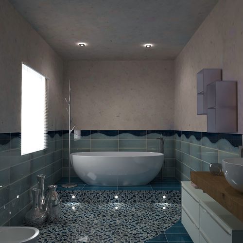 Плитка рисунок с волнами - CRAKL.È : ONDA GRIGIO SKY - AcquarioDue - из керамики / рельефная / для интерьера