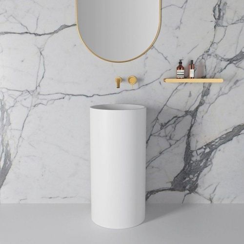 Раковина на ножке - ALINA - Lusso Stone - из минерального сплава / круглая / современная