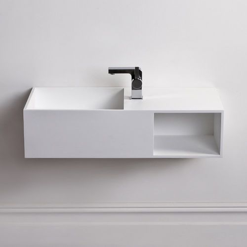 Встроенная раковина - CUBIX - Lusso Stone - из минерального сплава / со встроенной столешницей / с полкой