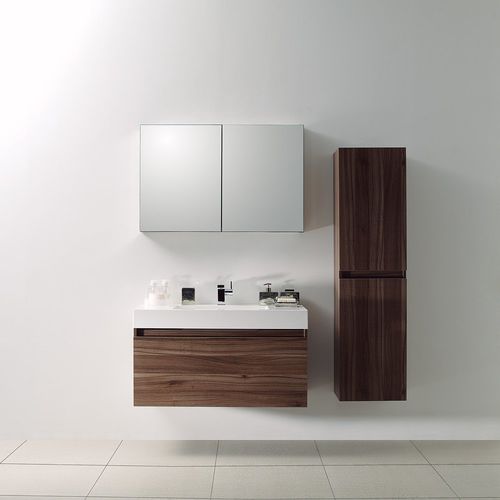Подвесная тумба под умывальник - BAGNO - Lusso Stone - из орехового дерева / из хрома / из минерального сплава