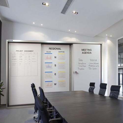 Множественная картина - TRACKWALL—Sliding Whiteboard Panels - Magnatag Visible Systems - магнитная / стираемая / настенная