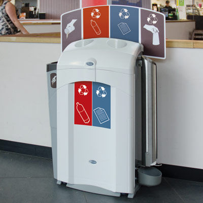 Общественный мусорный контейнер - NEXUS® 100 DUO RECYCLING STATION - Glasdon Group Limited - с сортировкой / из переработанного пластика / с крышкой