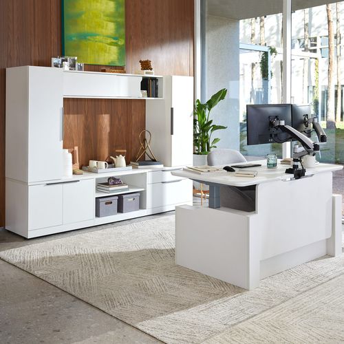 Директорский рабочий стол - CB-EXECCLCTNWT - VARIDESK - напольный / современный / из ламината