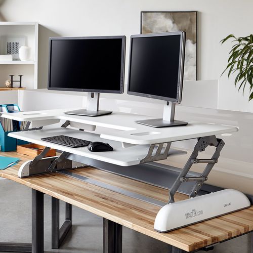 Современный рабочий стол - CUBE PLUS 48™ WHITE - VARIDESK - из металла / с регулируемой высотой / для профессионального использования