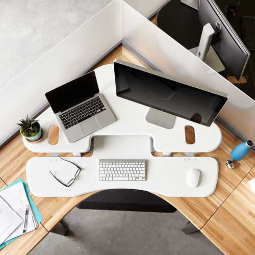Современный рабочий стол - CUBE CORNER 48™ WHITE - VARIDESK - из металла / угловой / с регулируемой высотой