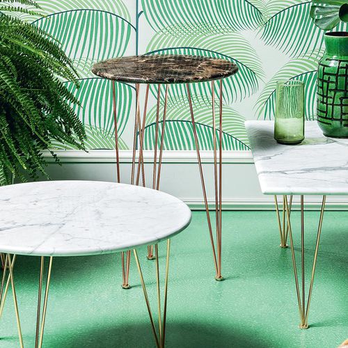 Современный вспомогательный столик - FLAMINGO  - Felis s.r.l. unipersonale - из мрамора / с основанием из хромированной стали / с основанием из меди