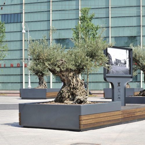 Кадка для садовых растений из экзотических пород дерева - TREE - CROSO FRANCE - из гальванизированной стали / прямоугольная / современная