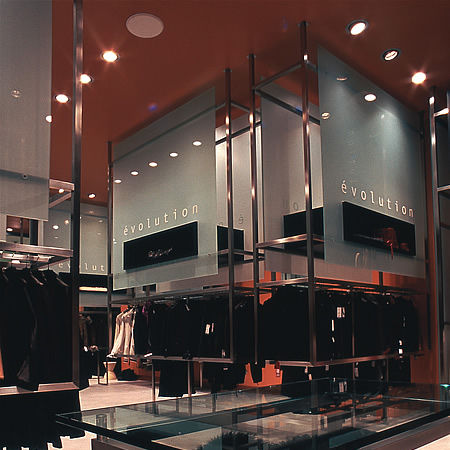Выставочный стенд-витрина для одежды - EVOLUTION - LF ITALY - настенный / из нержавеющей стали