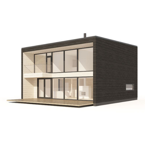 Сборный дом - PLUSLOG S - Polar Life Haus - из штабелированного массивного лесоматериала / экологический / современный