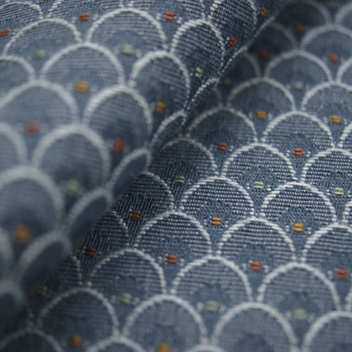 Обивочная ткань - CLARICE BLEU SMALL SHELL - Loome Fabrics - для штор / с рисунком / из хлопка