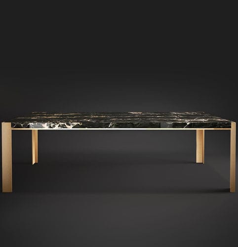 Современный стол - STUART  - Rossato Srl - из мрамора / с основанием из матированной латуни / прямоугольный