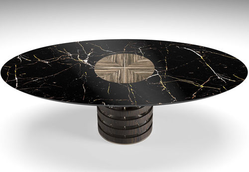 Современный стол - CONRAD  - Rossato Srl - из мрамора / с основанием из древесины / овальный
