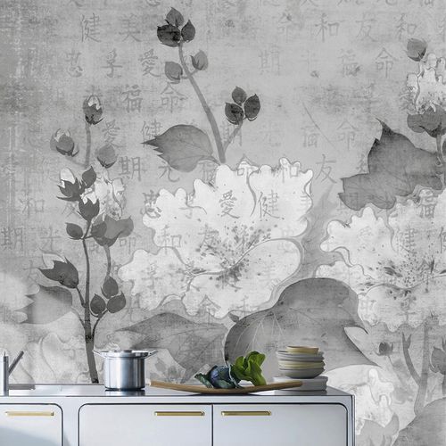 Современный обои - VELVET GREY - Wallpepper - из целлюлозного волокна / из натурального волокна / в цветочек