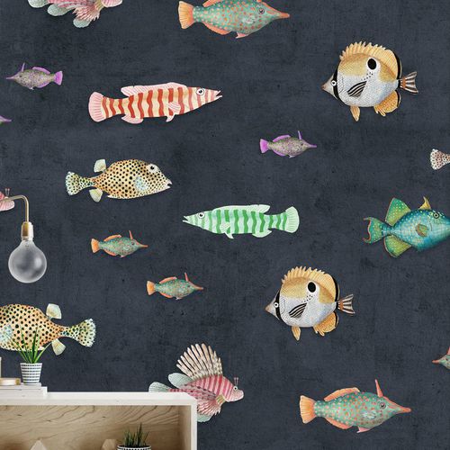 Современный обои - AQUATICUS - Wallpepper - из целлюлозного волокна / из натурального волокна / с рисунком животных