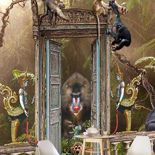 Современный обои - JUNGLE - Wallpepper - из целлюлозного волокна / из натурального волокна / природный мотив