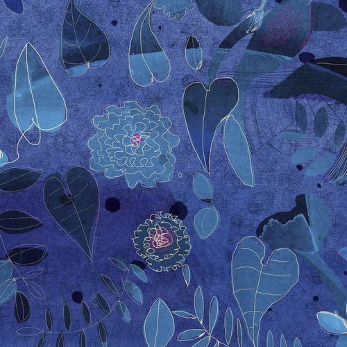 Современный обои - WATERCOLOR AND NATURE IN BLUE  - Wallpepper - с рисунком животных / синий / набивной
