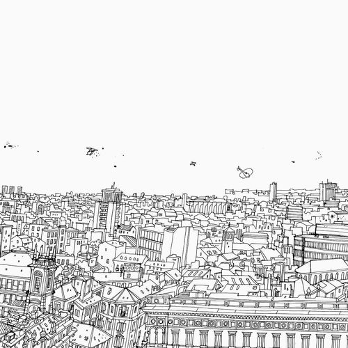 Современный обои - I AM MILANO / CS-01 - Wallpepper - городской мотив / эскиз / набивной