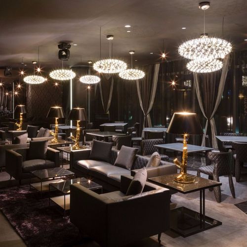 Современная люстра - JR2011 MINIMALIST ELLIPSE - Alan Mizrahi Lighting - из нержавеющей стали / одноуровневая / LED