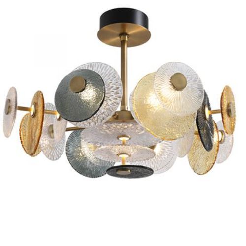 Современная люстра - IQ8135 CASABLANCA DISK - Alan Mizrahi Lighting - из дутого стекла / из металла / двухуровневая