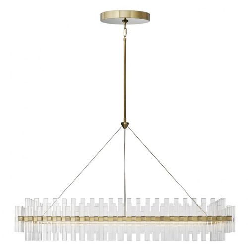 Люстра ар-деко - AM1514 PHOEBE LINEAR - Alan Mizrahi Lighting - из стекла / из полированной латуни / прямоугольная