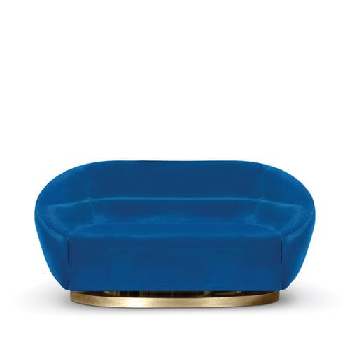 Современный диван - MANSFIELD  - Essential Home - из бархата / с подлокотниками / синий