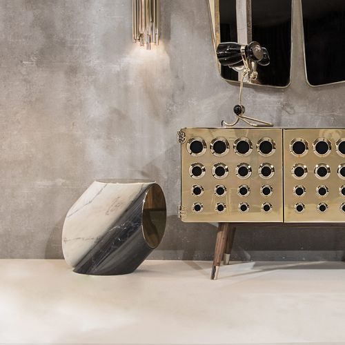 Современный вспомогательный столик - JACOBSEN - Essential Home - из полированной латуни / из матированной латуни / из мрамора