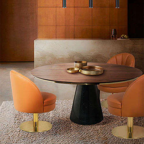 Современный обеденный стол - BERTOIA - Essential Home - из дуба / из полированной латуни / из мрамора