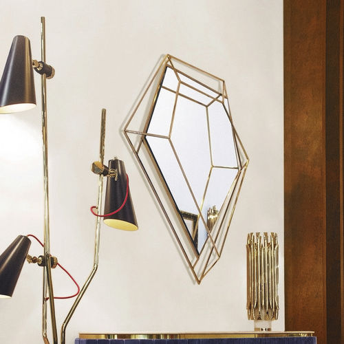 Настенное зеркало для ванной комнаты - DIAMOND SMALL - Essential Home - уникальный дизайн / из латуни / из полированной латуни