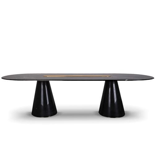 Современный обеденный стол - BERTOIA BIG - Essential Home - из полированной латуни / из мрамора / с основанием из мрамора