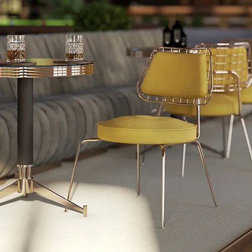 Современный стол для бистро - DOLLY - Essential Home - из мрамора / с основанием из латуни / круглый