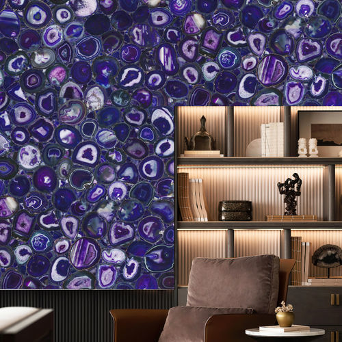 Плита из камня из полудрагоценного камня - Agate Purple 1 - Efesus Stone - для внутренней компоновки / для стены / для ванной комнаты