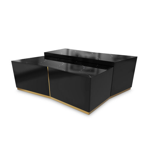 Современный журнальный столик - BEYOND - LUXXU MODERN DESIGN & LIVING - из дерева / из мрамора / с основанием из шлифованной латуни