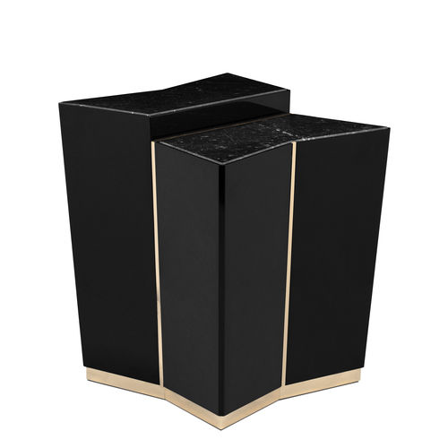 Современный вспомогательный столик - BEYOND - LUXXU MODERN DESIGN & LIVING - из лакированной древесины / из мрамора / с основанием из шлифованной латуни