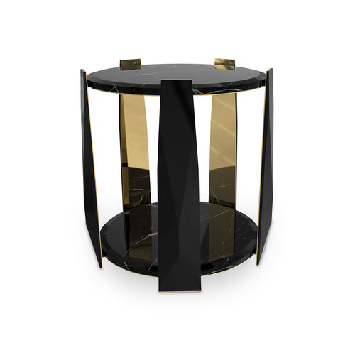 Современный вспомогательный столик - IMPERIUM  - LUXXU MODERN DESIGN & LIVING - из лакированной древесины / из мрамора / с основанием из шлифованной латуни
