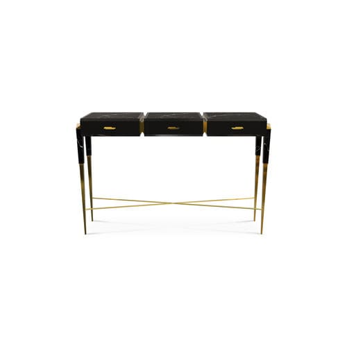 Современный стол-консоль - SPEAR - LUXXU MODERN DESIGN & LIVING - из лакированной древесины / из латуни / из мрамора