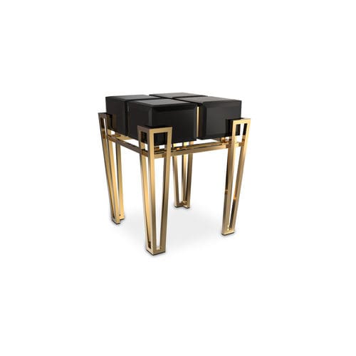 Современный вспомогательный столик - NUBIAN - LUXXU MODERN DESIGN & LIVING - из дерева / из стекла / с основанием из шлифованной латуни