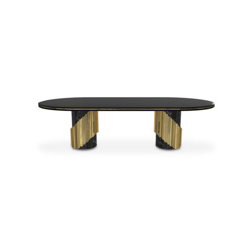 Современный обеденный стол - LITTUS  - LUXXU MODERN DESIGN & LIVING - из лакированной древесины / из полированной латуни / из мрамора