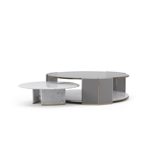 Современный журнальный столик - Algerone - LUXXU MODERN DESIGN & LIVING - из стекла / из латуни / из кожи