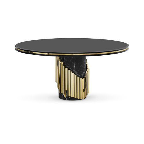 Современный обеденный стол - LITTUS - LUXXU MODERN DESIGN & LIVING - из мрамора / с основанием из шлифованной латуни / с основанием из мрамора