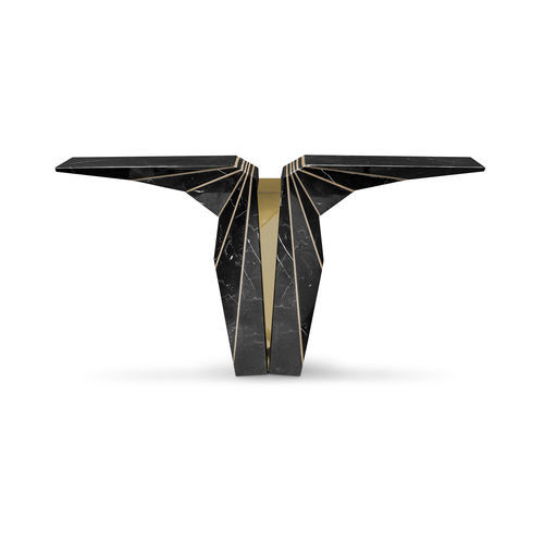 Современный стол-консоль - SUSPICION - LUXXU MODERN DESIGN & LIVING - из латуни / из мрамора / с основанием из мрамора