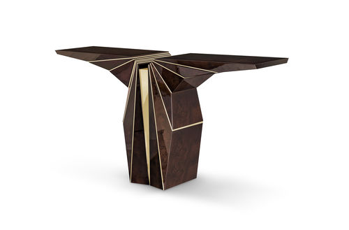 Современный стол-консоль - SUSPICION  - LUXXU MODERN DESIGN & LIVING - из лакированной древесины / из орехового дерева / из полированной латуни